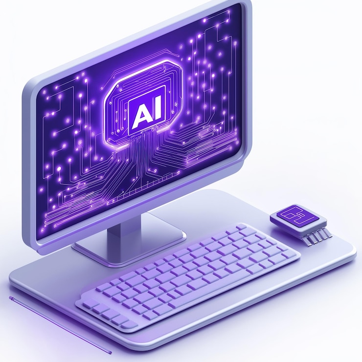 Vector laptop with ai symbol
