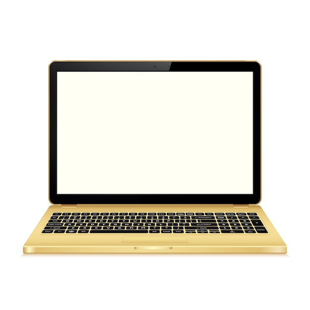 Vector laptop with blank screen isolated on white