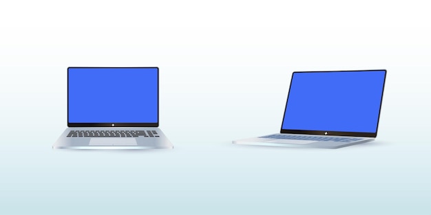 Vector laptop with blank screen isolated