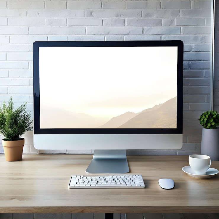 Vector laptop with blank screen silver color isolated on transparent background super high detailed photo