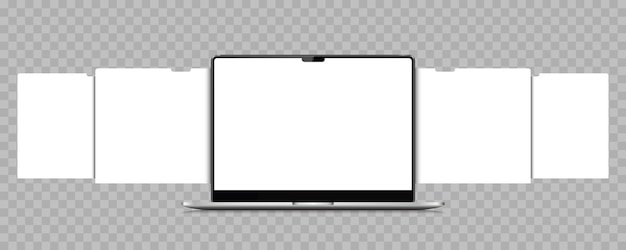 ベクトル 空白の web ページを持つラップトップ web サイトのスクリーンショットを表示するためのモックアップ