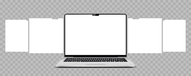 Laptop with blank web pages mockup for showing screenshots of websites