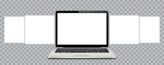 Computer portatile con pagine web vuote mockup per mostrare schermate di siti web