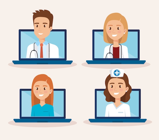 laptop with doctor and telemedicine icons