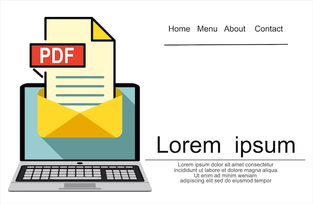 Laptop With Envelope And Pdf File