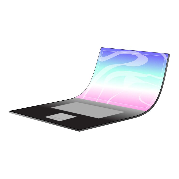 Vector laptop with a flexible screen bending backwards