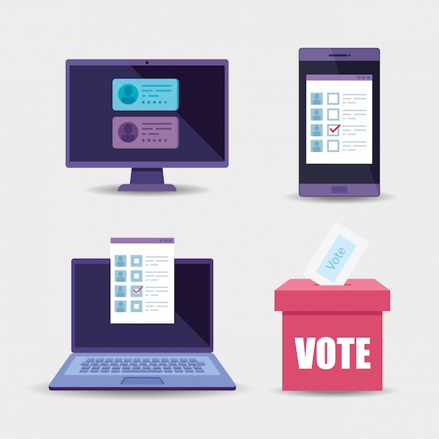 Laptop with set objects for vote