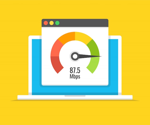 Вектор Ноутбук с тестом скорости на экране