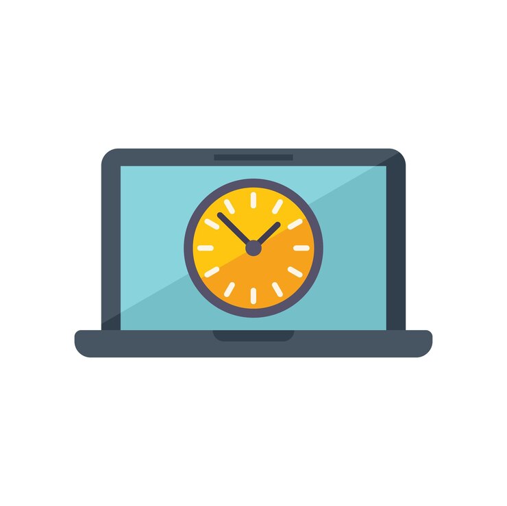 Vector laptop work hours icon flat vector office time home balance
