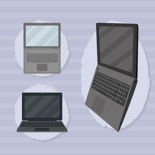 Laptops computers icon set design