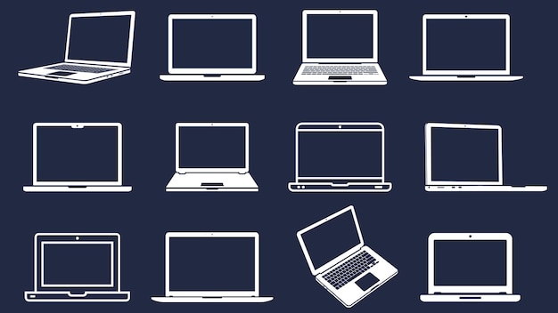 Vector laptops silhouettes collection