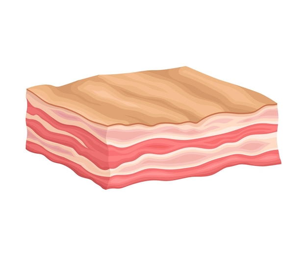 Lard Slab or Highfat Bacon as Meat Product Vector Illustration