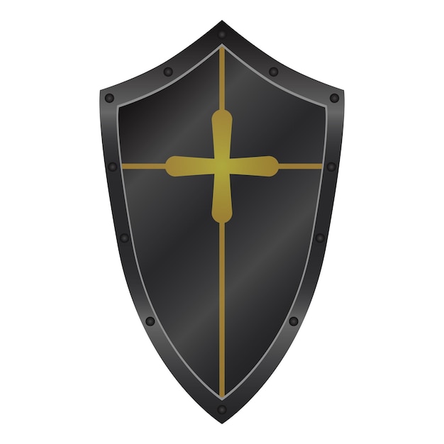 Large black shield with gold. Vector