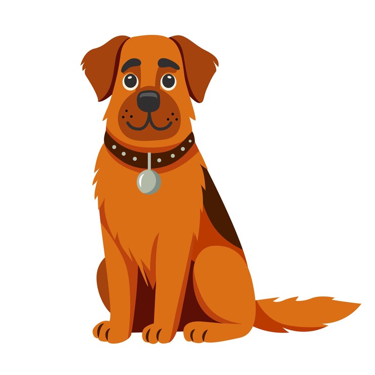 Vector 革の襟をかぶった大きな茶色の成人犬