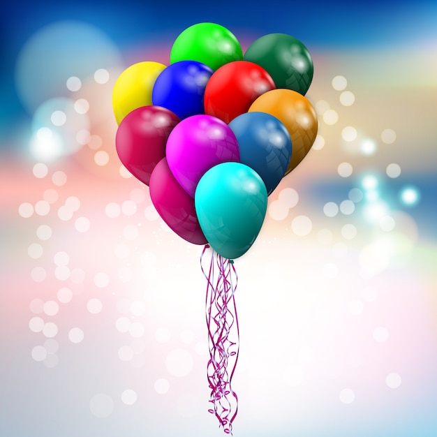 Large bundle of colored balloons