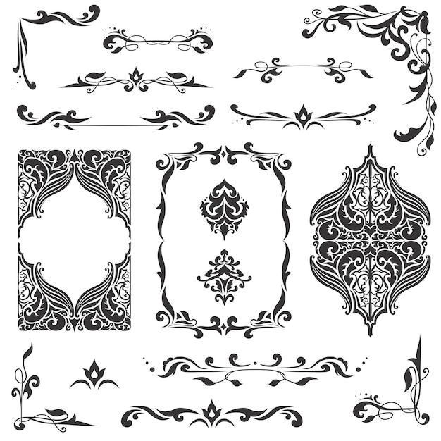 Large bundle of detailed vector borders corners and dividers in islamic eastern style