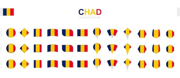 Large collection of Chad flags of various shapes and effects