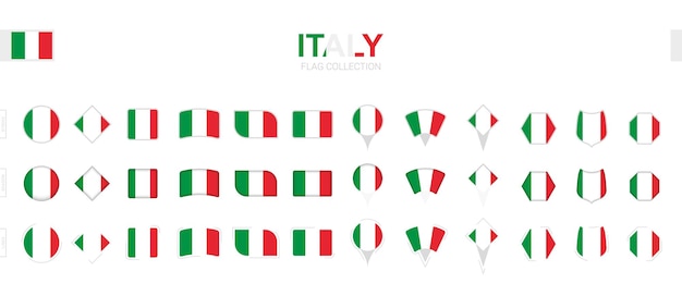 Large collection of Italy flags of various shapes and effects