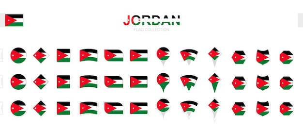 Large collection of Jordan flags of various shapes and effects