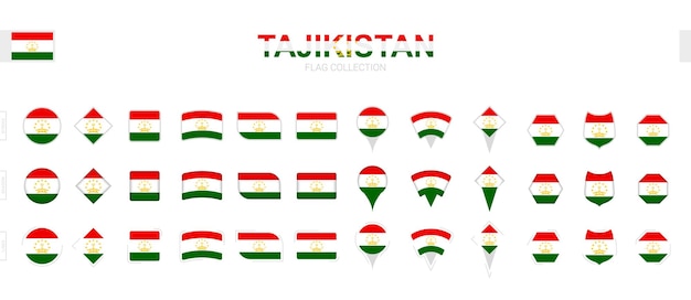 Large collection of Tajikistan flags of various shapes and effects