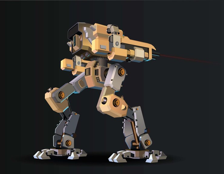 Vector large combat robot with guns vector