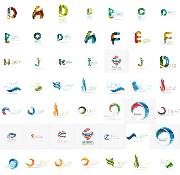 大企業のロゴコレクションさまざまなアイデアのために設定されたユニバーサルアイコン