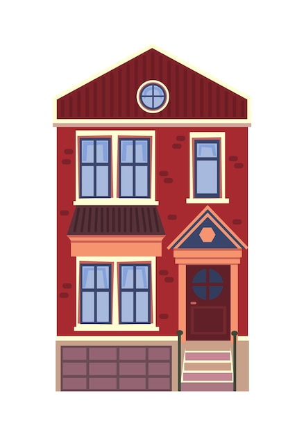 Vector large european brick red apartment house