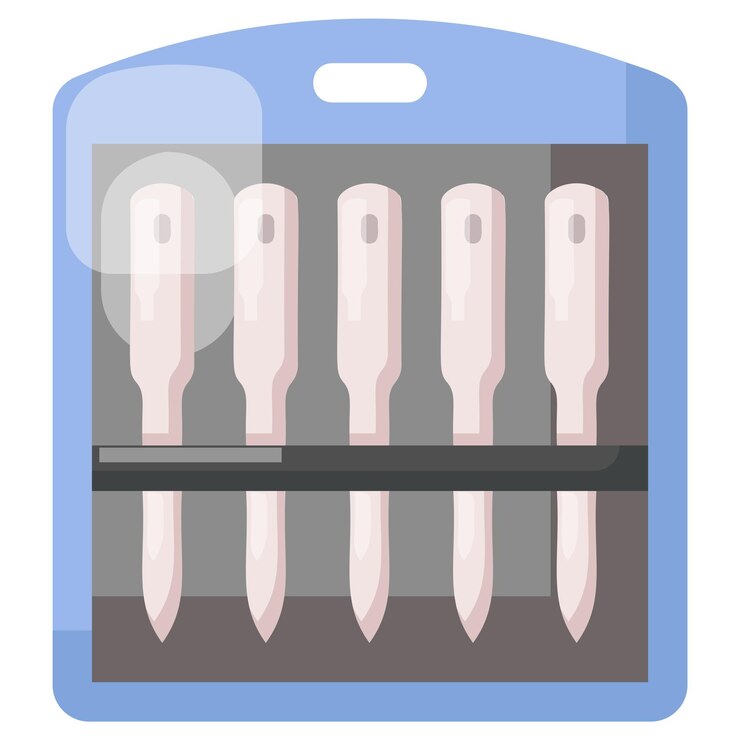 Vector large eye needles set in different sizes concept knitting sews in a box vector icon design bespoke