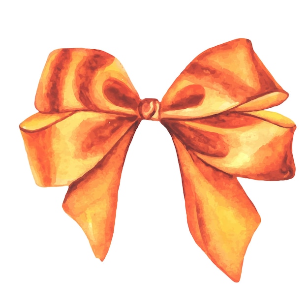 Large golden bow made of shiny satin ribbon folded twice. vector stock