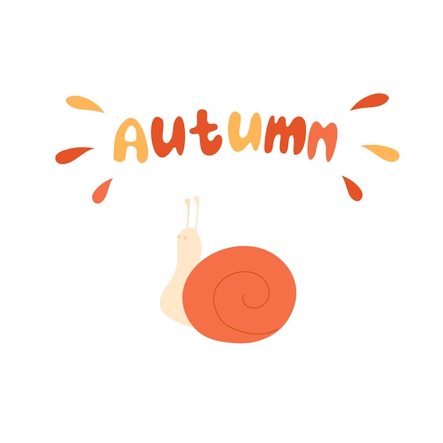 a large grape snail with the inscription autumn is isolated on a white background