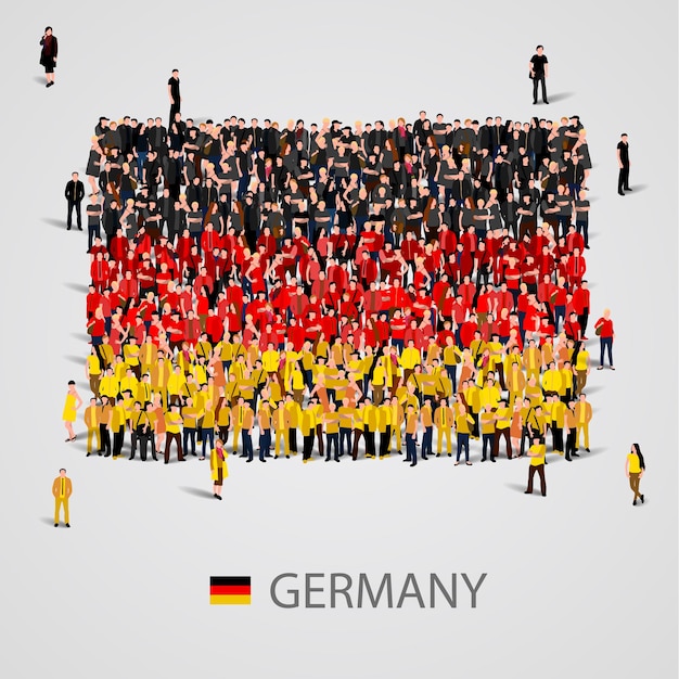 Большая группа людей в форме флага германии