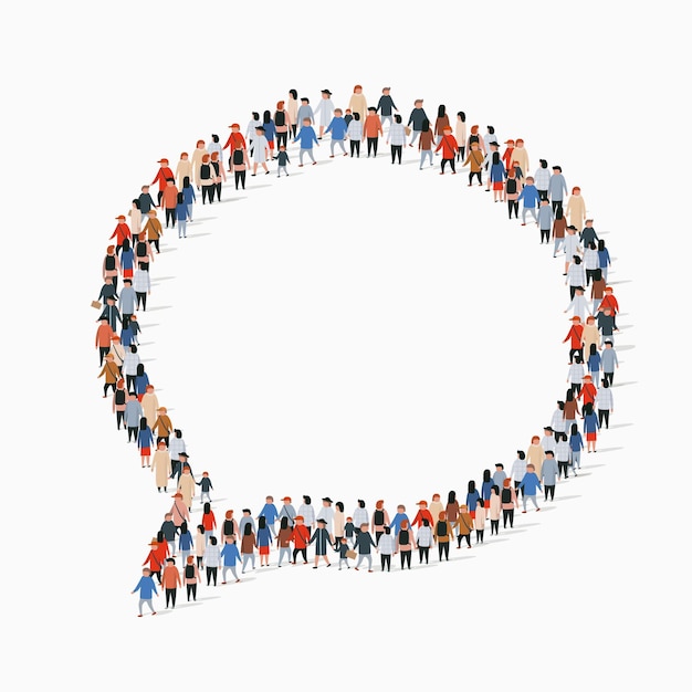 Vector large group of people in the chat bubble shape