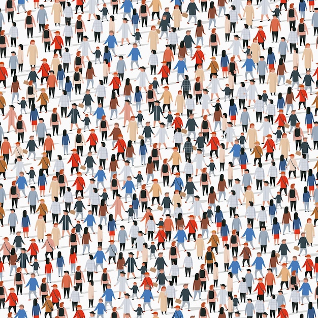 Vector large group of people seamless background