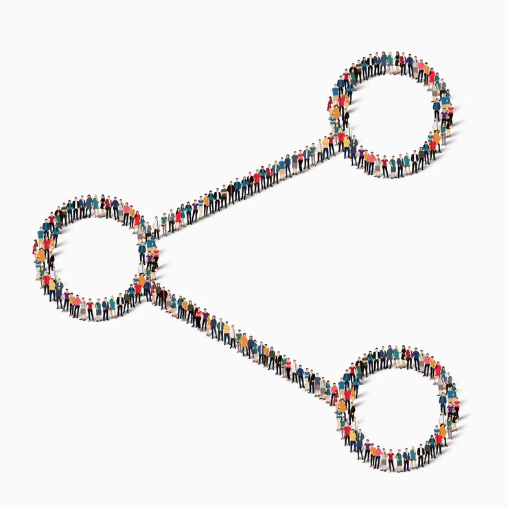 Vector a large group of people in the shape of a graph, hierarchy, icon. 