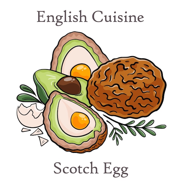 어두운 나무 배경에 삶은 계란으로 채워진 큰 육즙 커틀릿 스코틀랜드 커틀릿