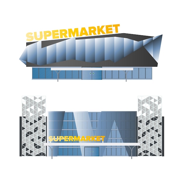 Grande supermercato moderno isolato su uno sfondo bianco. vettore alla moda del supermercato.