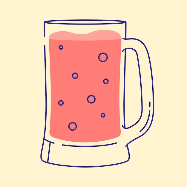 Grande boccale di birra con design piatto di illustrazione vettoriale icona maniglia