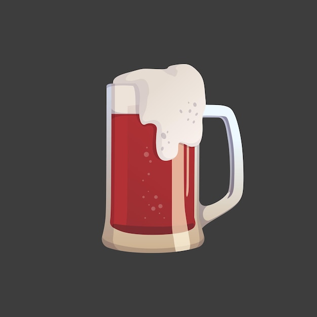 Large mug of fresh dark foamy beer Vector