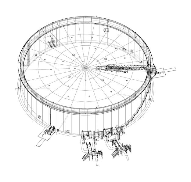 Large oil tank with floating roof. Vector