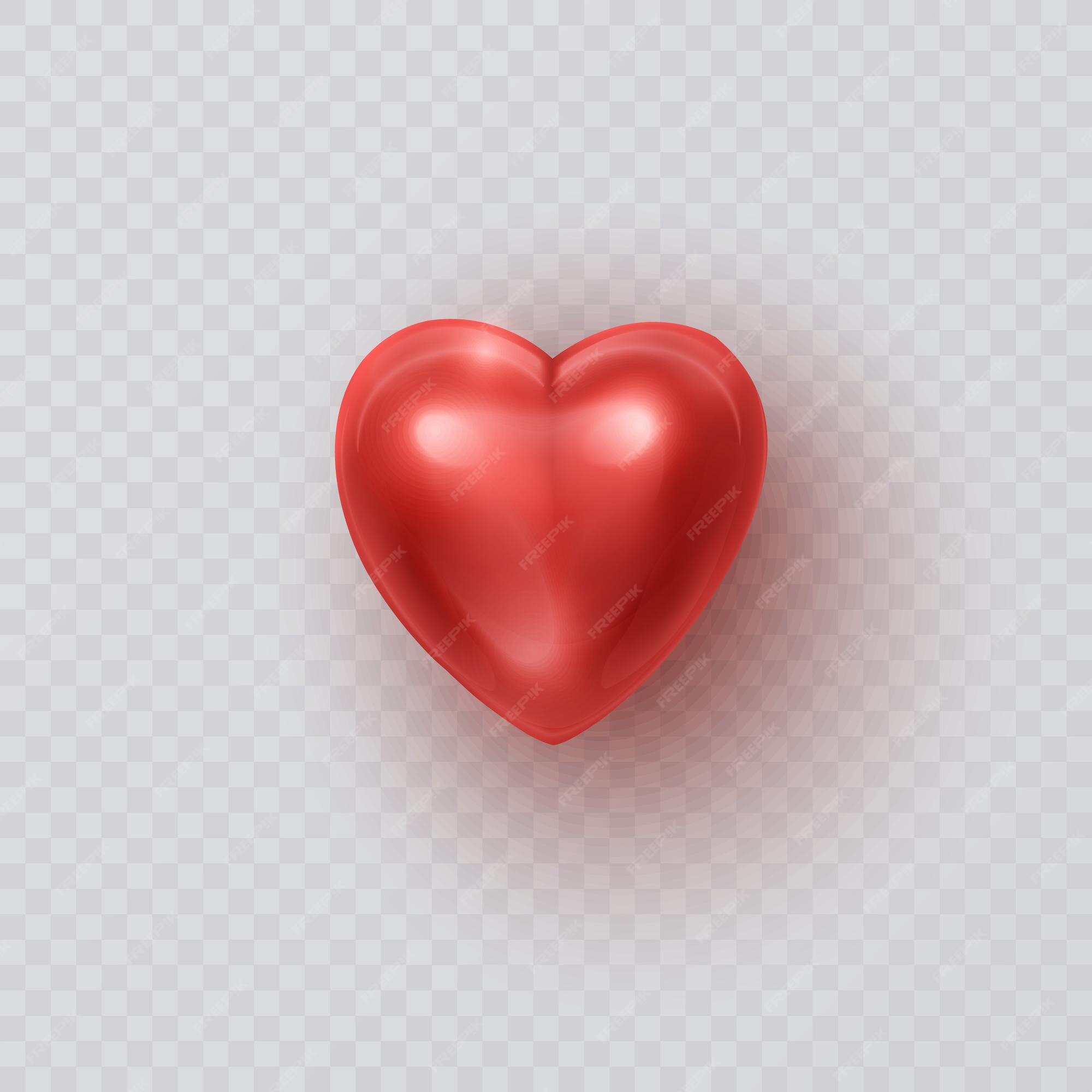 Premium Vector | Large red heart on transparent background 3d heart with  shadow vector illustration