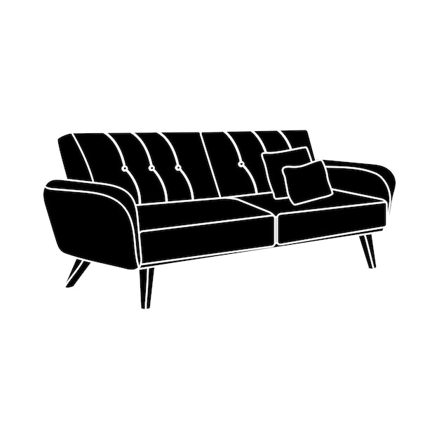 Large retro sofa with cushion simple silhouette icon Furniture and interior decoration and design