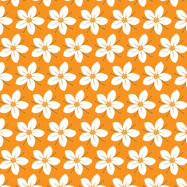 Vector large scale white floral vector seamless pattern on yellow background