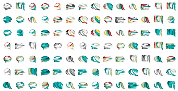 抽象的な吹き出しと雲のアイコン ビジネス ロゴタイプの概念の大規模なセット クリーン モダンな幾何学的なデザイン