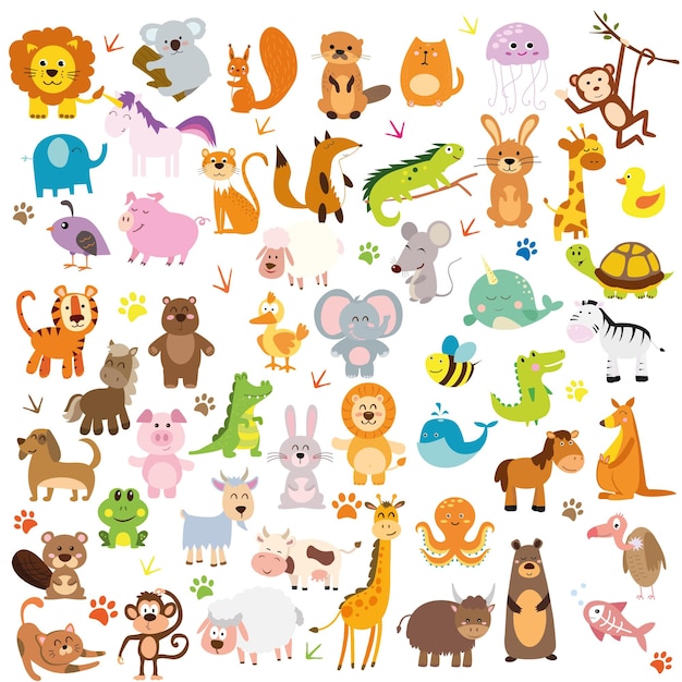 Vector large set of animals vector