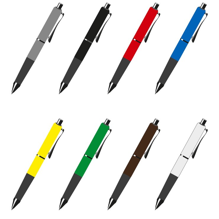 Vector large set of colored ballpoint pen icons
