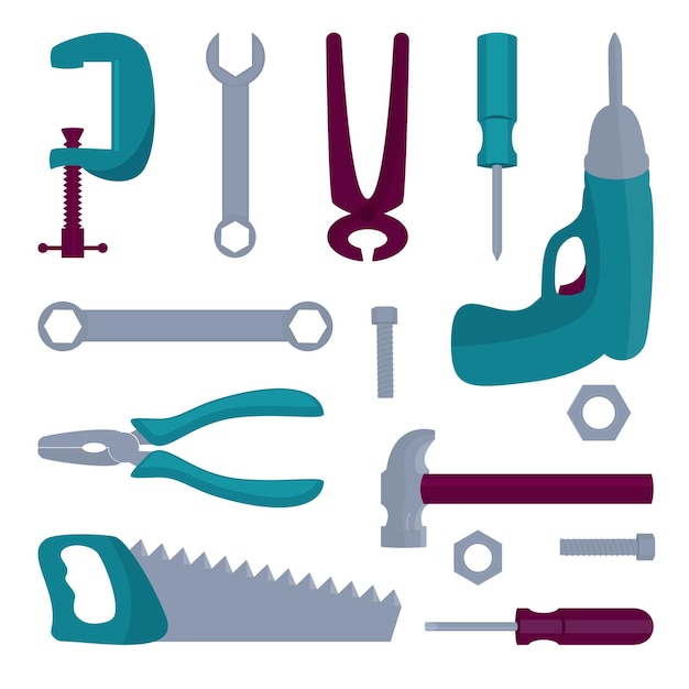 Vector large set of construction tools