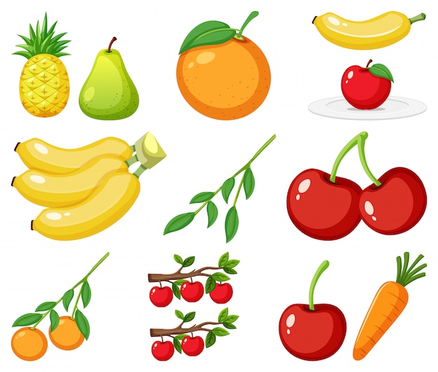 Large set of different types of fruits