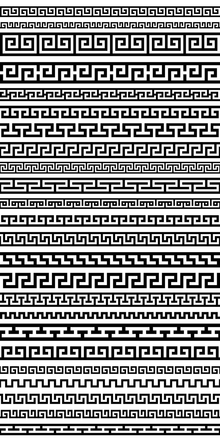 Vector 古代ギリシャとモンゴルの民族境界の大きなセット メアンダーベクトル装飾 シームレス境界