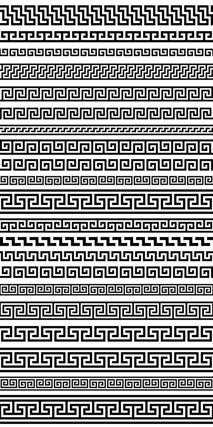 Vector 古代ギリシャとモンゴルの民族境界の大きなセット メアンダーベクトル装飾 シームレス境界