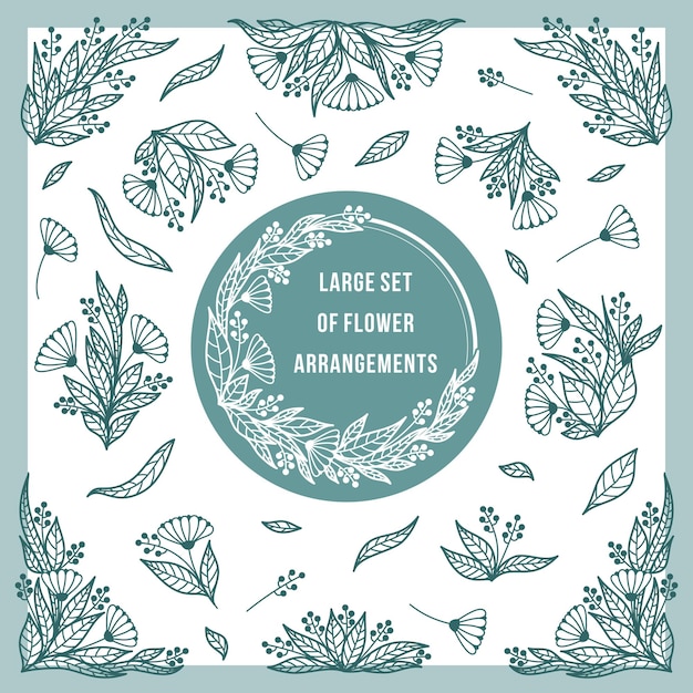 Large set of floral elements